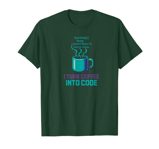 "I Turn Coffee Into Code" - Retro Summer Programmer T-Shirt T-Shirt