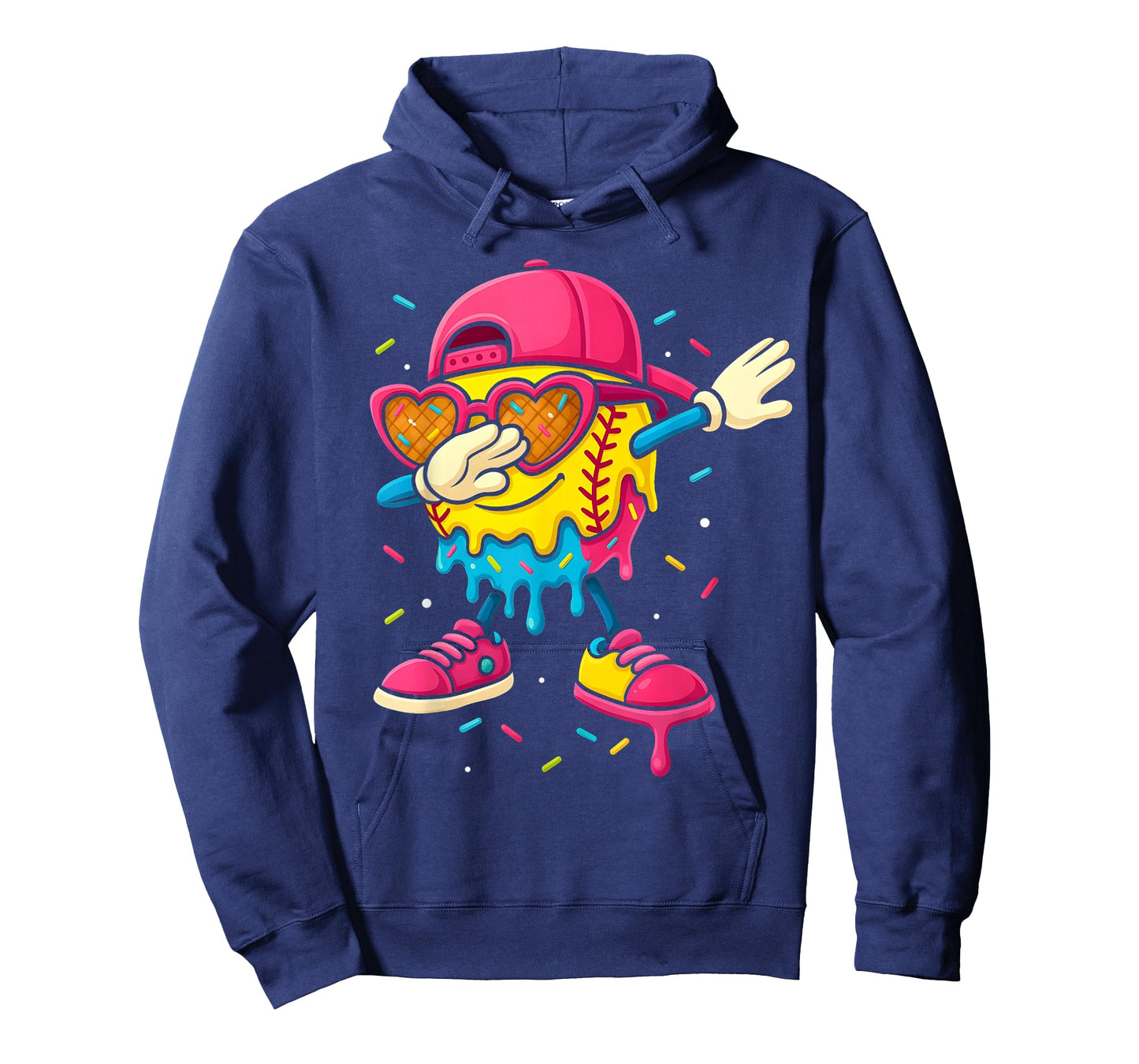 Softball Drip Ice Cream Girls Dabbing With Cute Sprinkles T-Shirt