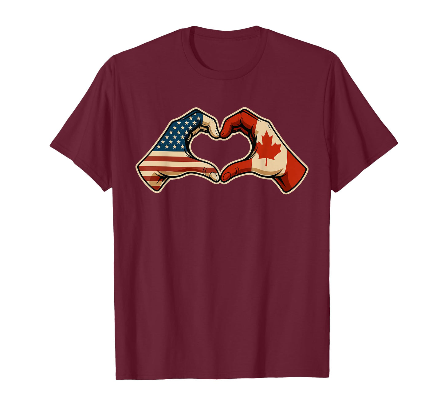 Half Canadian Half American Canada USA Flag Heart T-Shirt