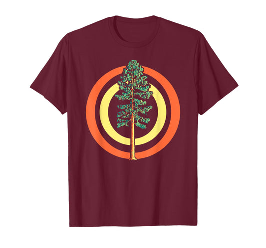 Retro Sun Minimalist Ponderosa Pine Tree Vintage Graphic T-Shirt