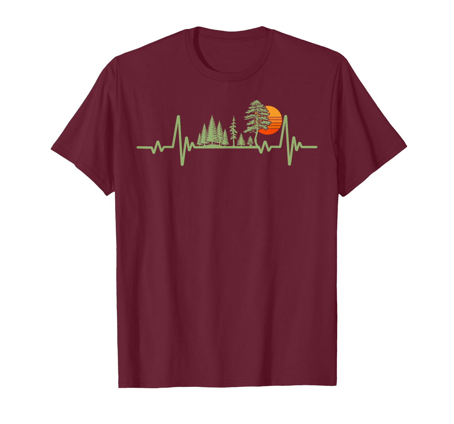 Trees Wildlife Pine Sun Nature Heartbeat Forest Vintage T-Shirt