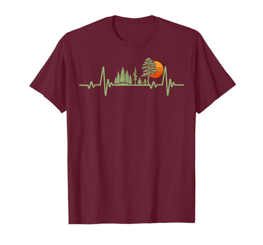 Trees Wildlife Pine Sun Nature Heartbeat Forest Vintage T-Shirt