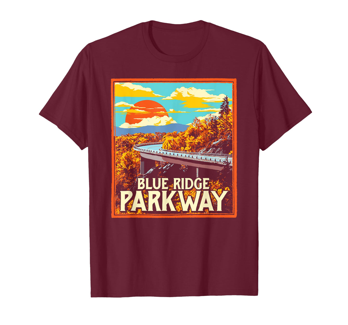 Blue Ridge Parkway Vintage Poster Style Retro Graphic T-Shirt