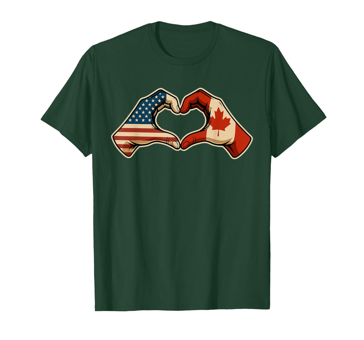 Half Canadian Half American Canada USA Flag Heart T-Shirt