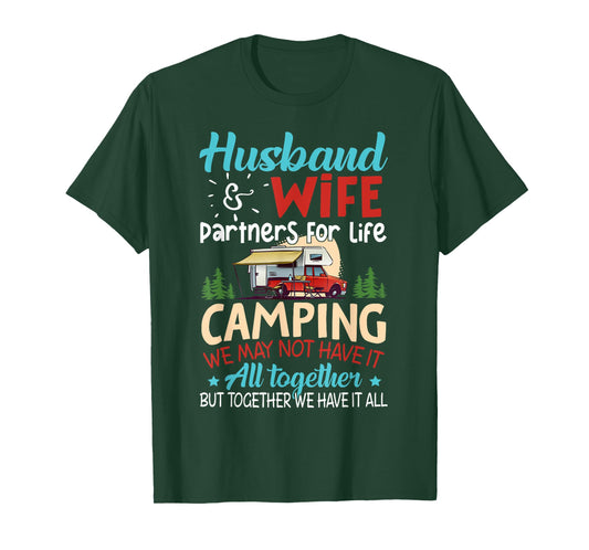Husband and Wife Camping Partners For Life Camping T-Shirt