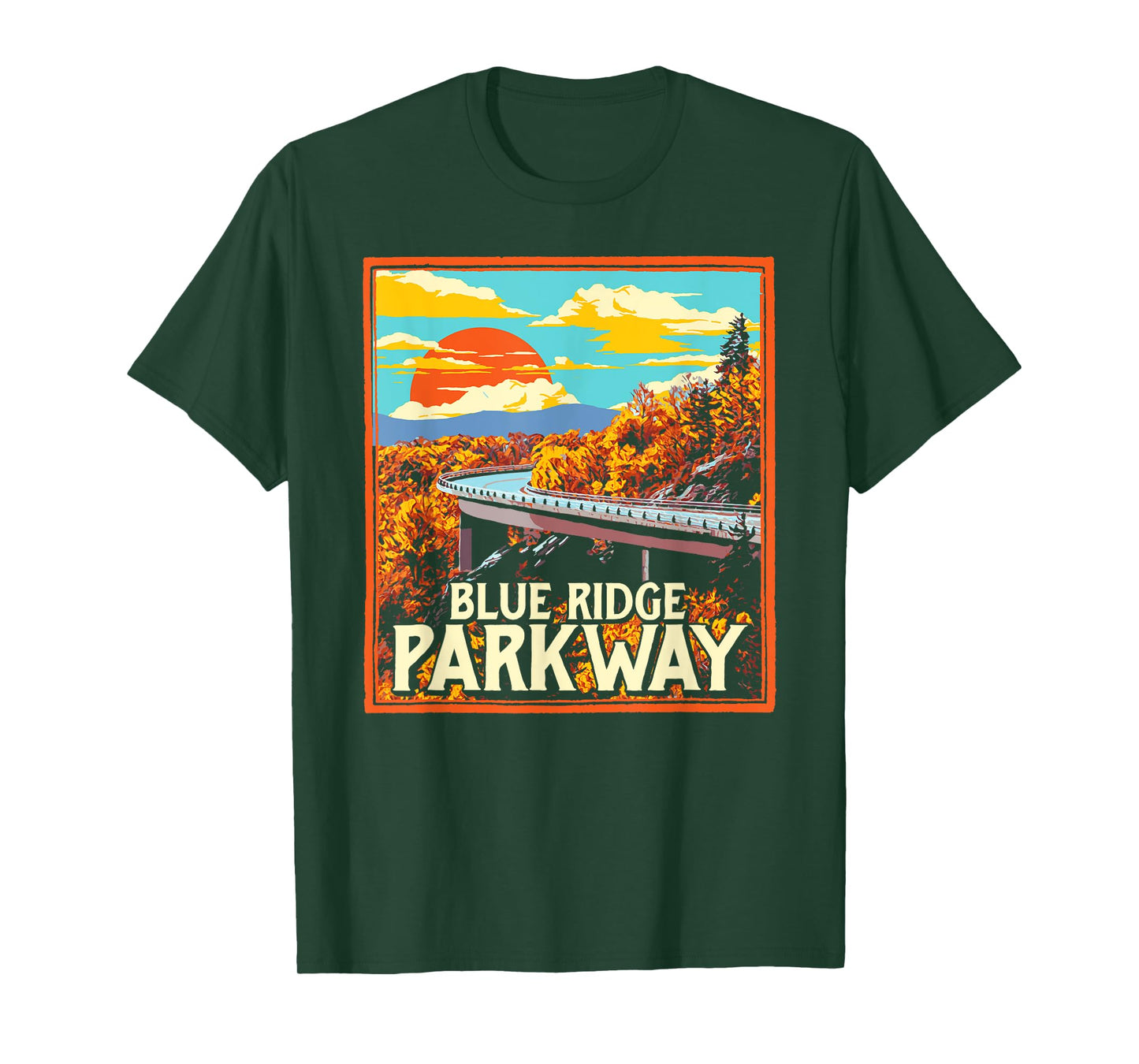 Blue Ridge Parkway Vintage Poster Style Retro Graphic T-Shirt