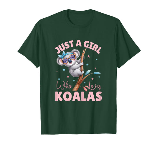 Just A Girl Who Loves Koalas Cute Koala With Bow And Glasses T-Shirt