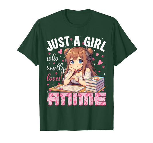Just A Girl Who Really Loves Anime Heart Apparel Japanese T-Shirt