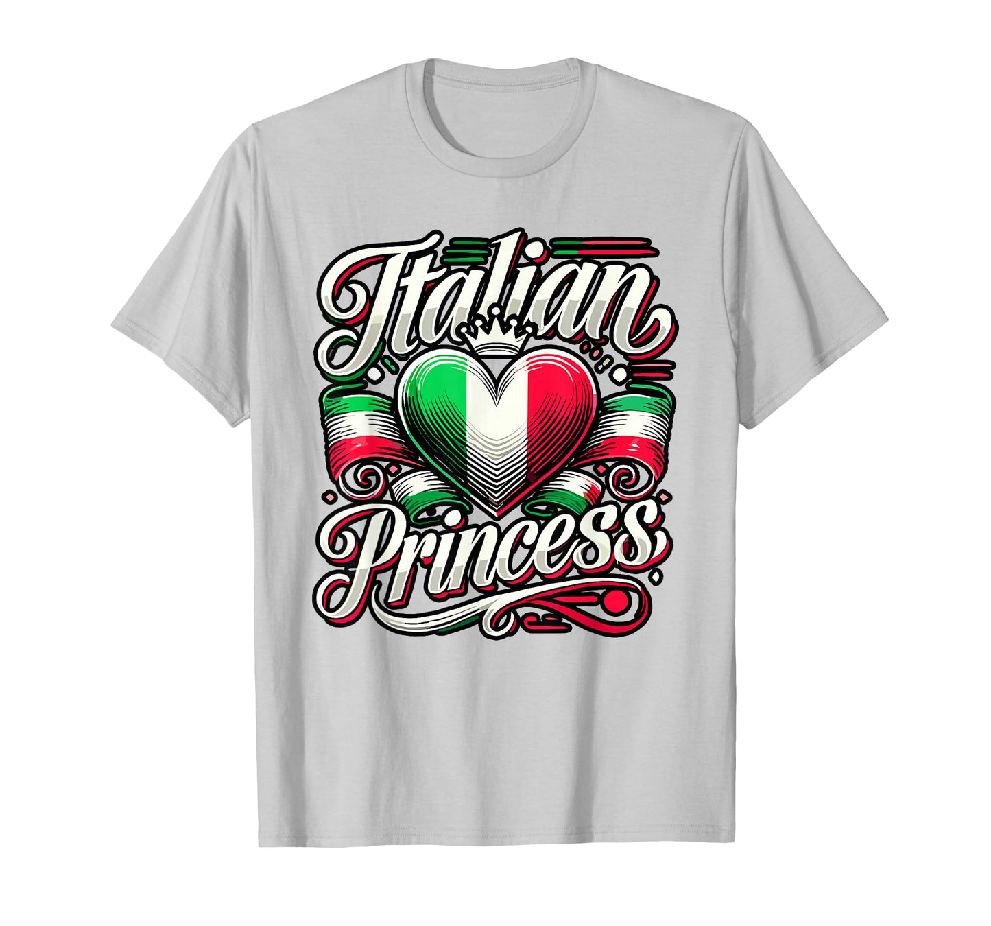 Italian Princess Italian Flag Heart Italian Women Girl T-Shirt
