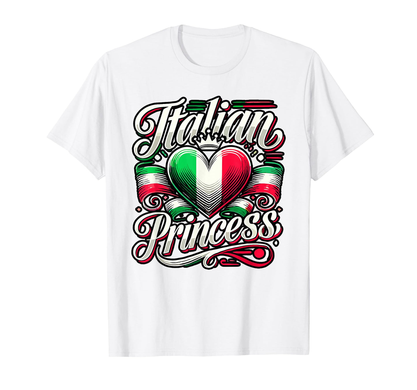 Italian Princess Italian Flag Heart Italian Women Girl T-Shirt