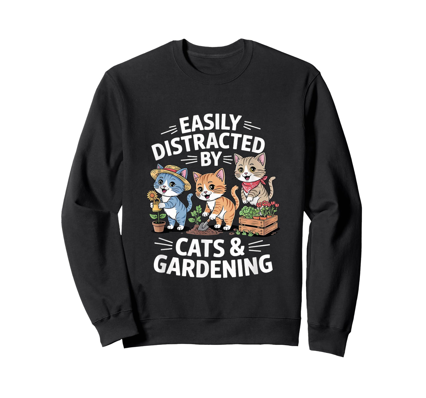 Easy to Distract by Cats and Gardening Gardeners Women T-Shirt