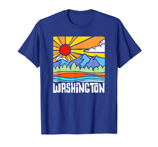 Washington Artistic Nature & Mountains State Vintage Graphic T-Shirt