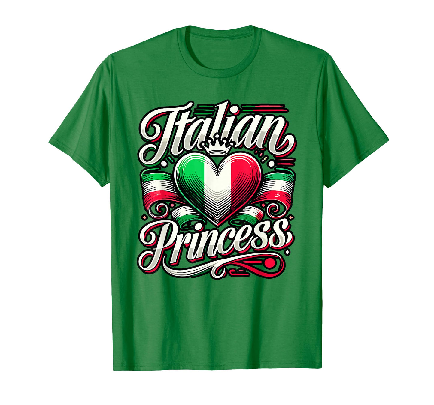 Italian Princess Italian Flag Heart Italian Women Girl T-Shirt