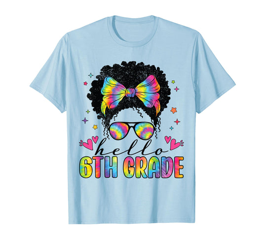 Hello 6th Grade Back To School Black Women Teacher Girls T-Shirt