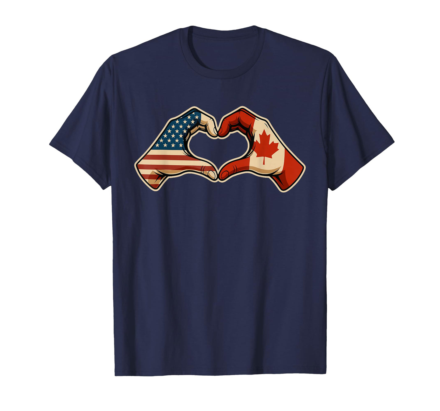 Half Canadian Half American Canada USA Flag Heart T-Shirt