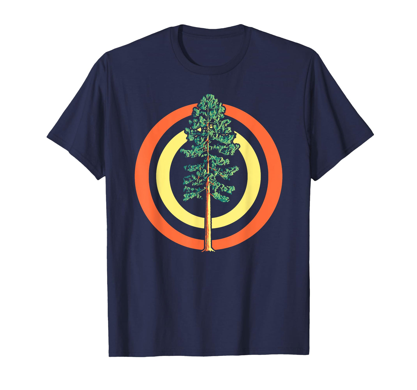 Retro Sun Minimalist Ponderosa Pine Tree Vintage Graphic T-Shirt