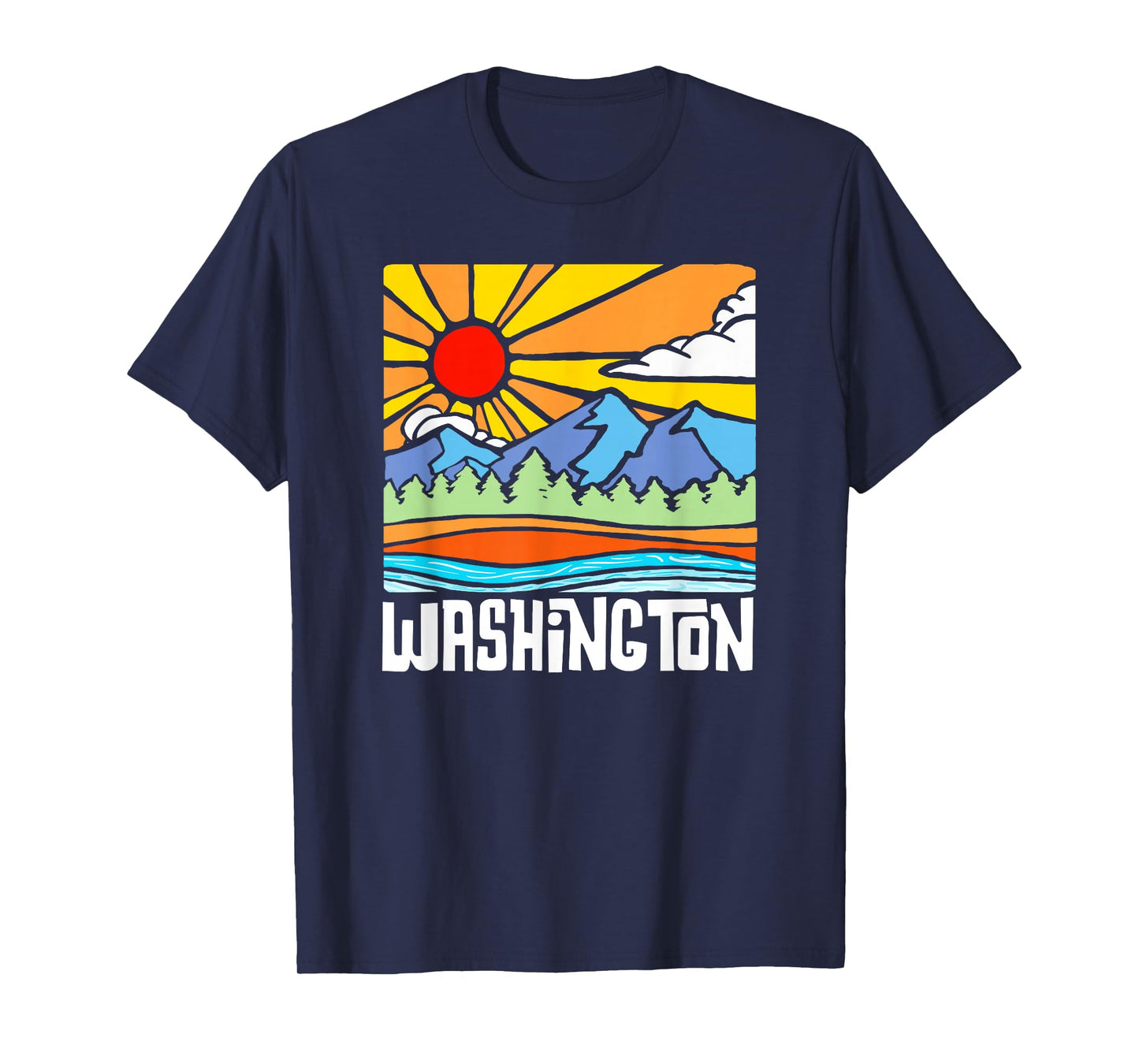 Washington Artistic Nature & Mountains State Vintage Graphic T-Shirt