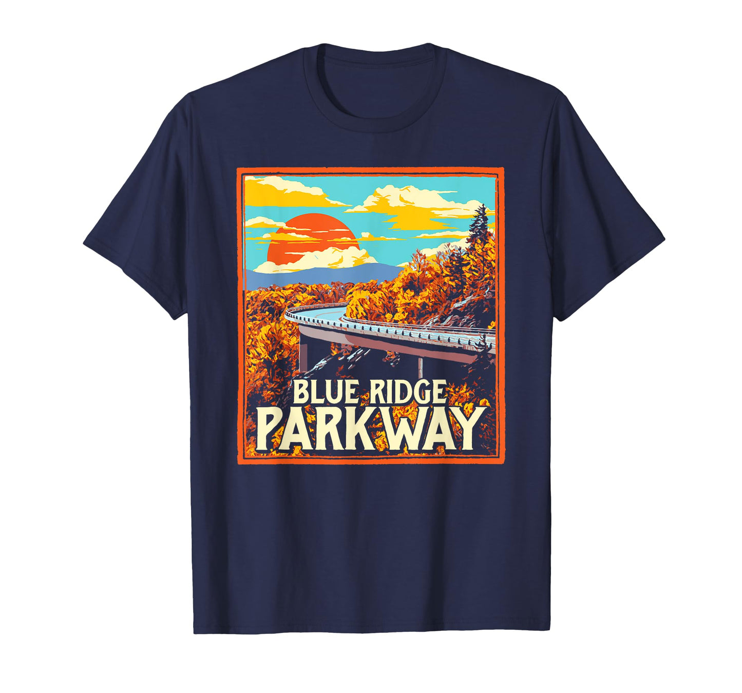 Blue Ridge Parkway Vintage Poster Style Retro Graphic T-Shirt