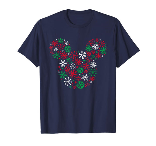 Disney Mickey Mouse Icon Holiday Snowflakes T-Shirt Small
