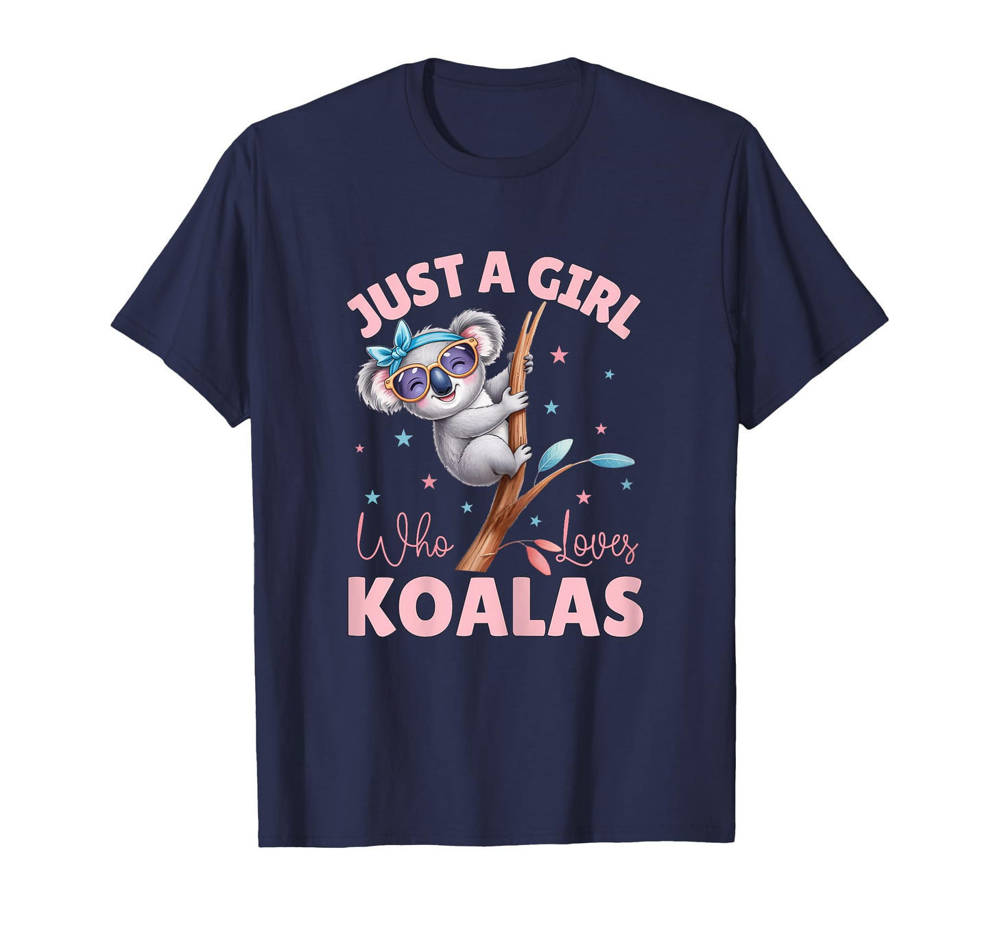 Just A Girl Who Loves Koalas Cute Koala With Bow And Glasses T-Shirt