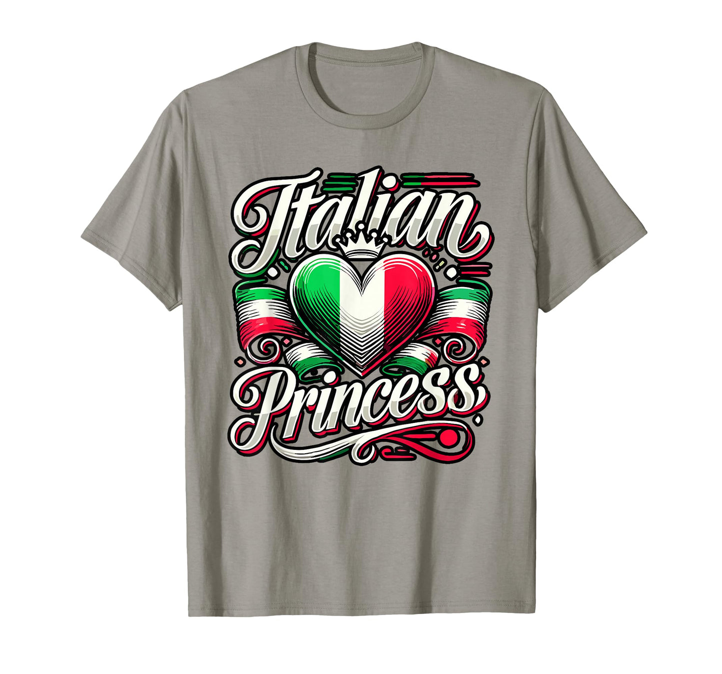 Italian Princess Italian Flag Heart Italian Women Girl T-Shirt