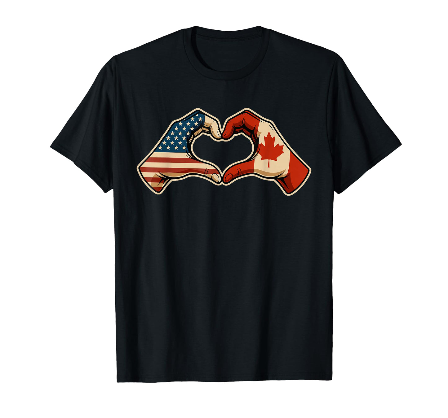 Half Canadian Half American Canada USA Flag Heart T-Shirt