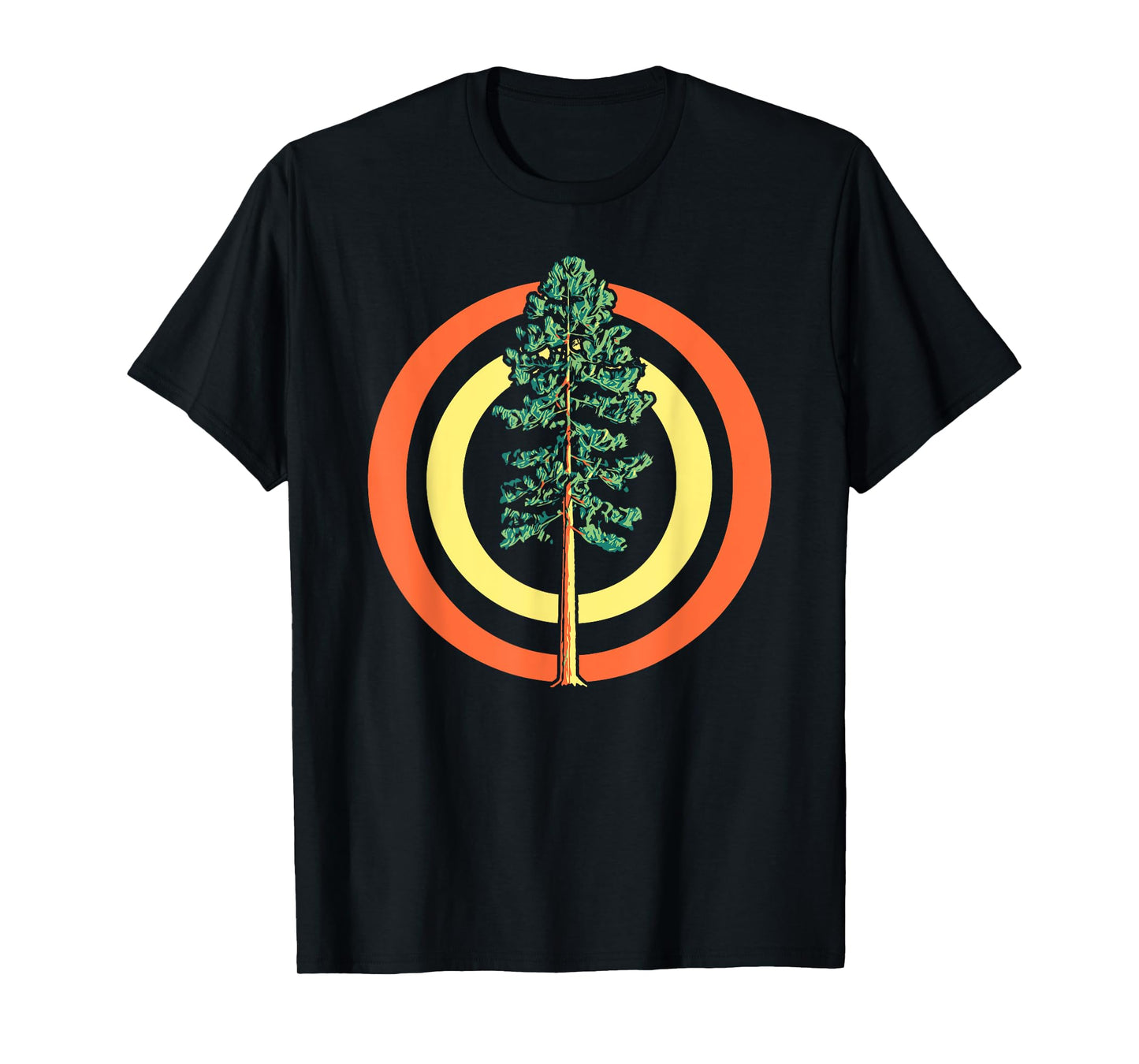 Retro Sun Minimalist Ponderosa Pine Tree Vintage Graphic T-Shirt