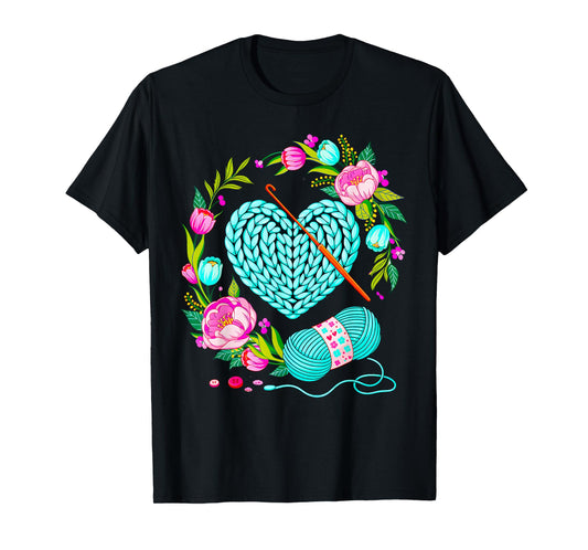 Crochet Yarn Heart Love Crocheting Crocheter Womens T-Shirt